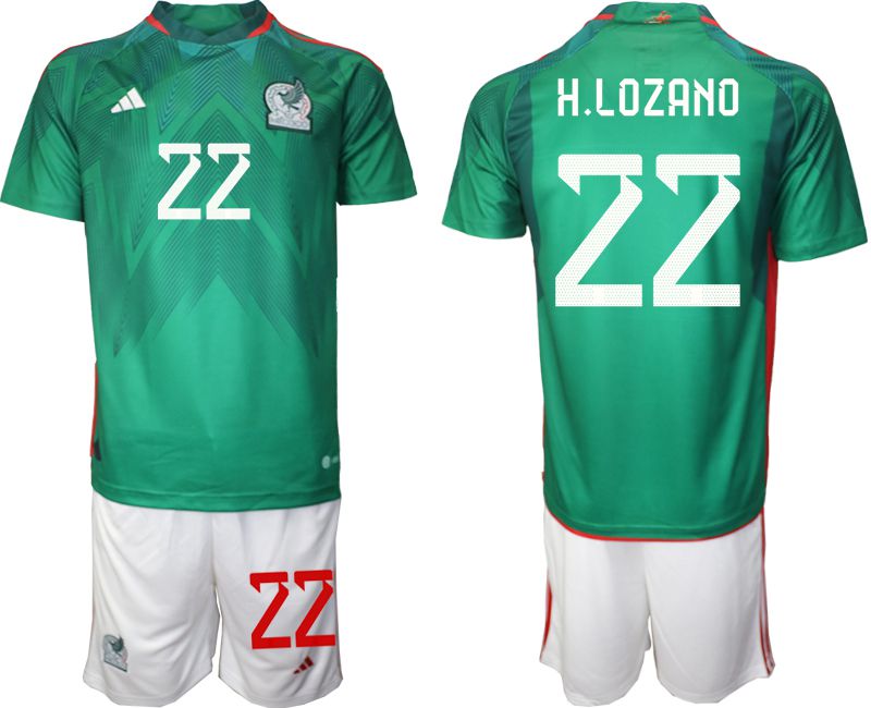 Men 2022 World Cup National Team Mexico home green #22 Soccer Jerseys->mexico jersey->Soccer Country Jersey
